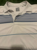 Callaway White/Blue & Grey Lines Polo Golf Shirt - Medium