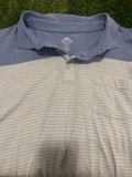 Peter Millar Polo Golf Shirt - Carolina/White pin stripe