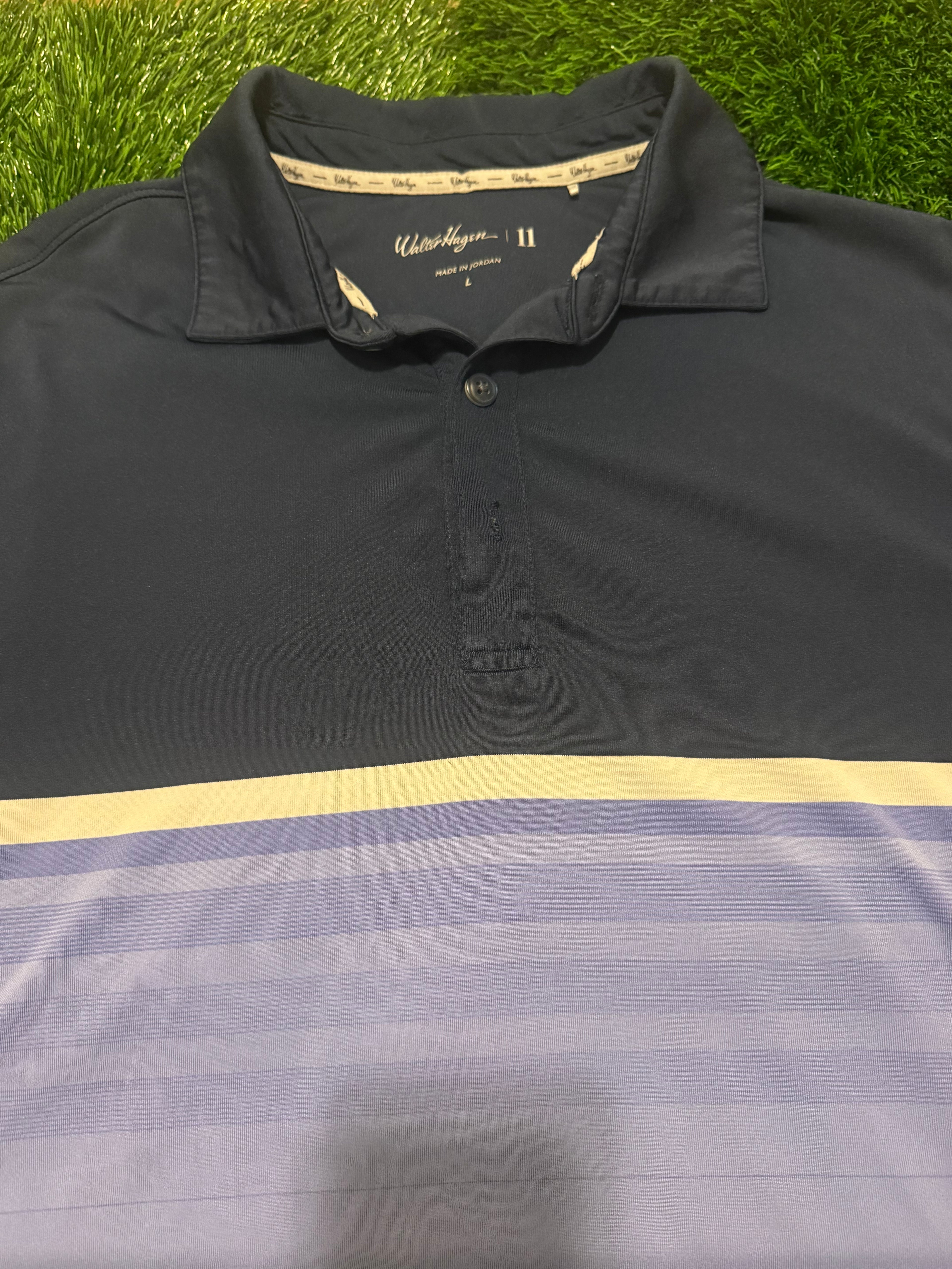 Walter Hagen Navy/Blue Polo Golf Shirt - Large