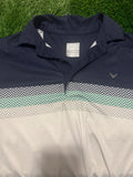 Callaway White/Navy/Grey & Green Stripe Polo Golf Shirt - Medium