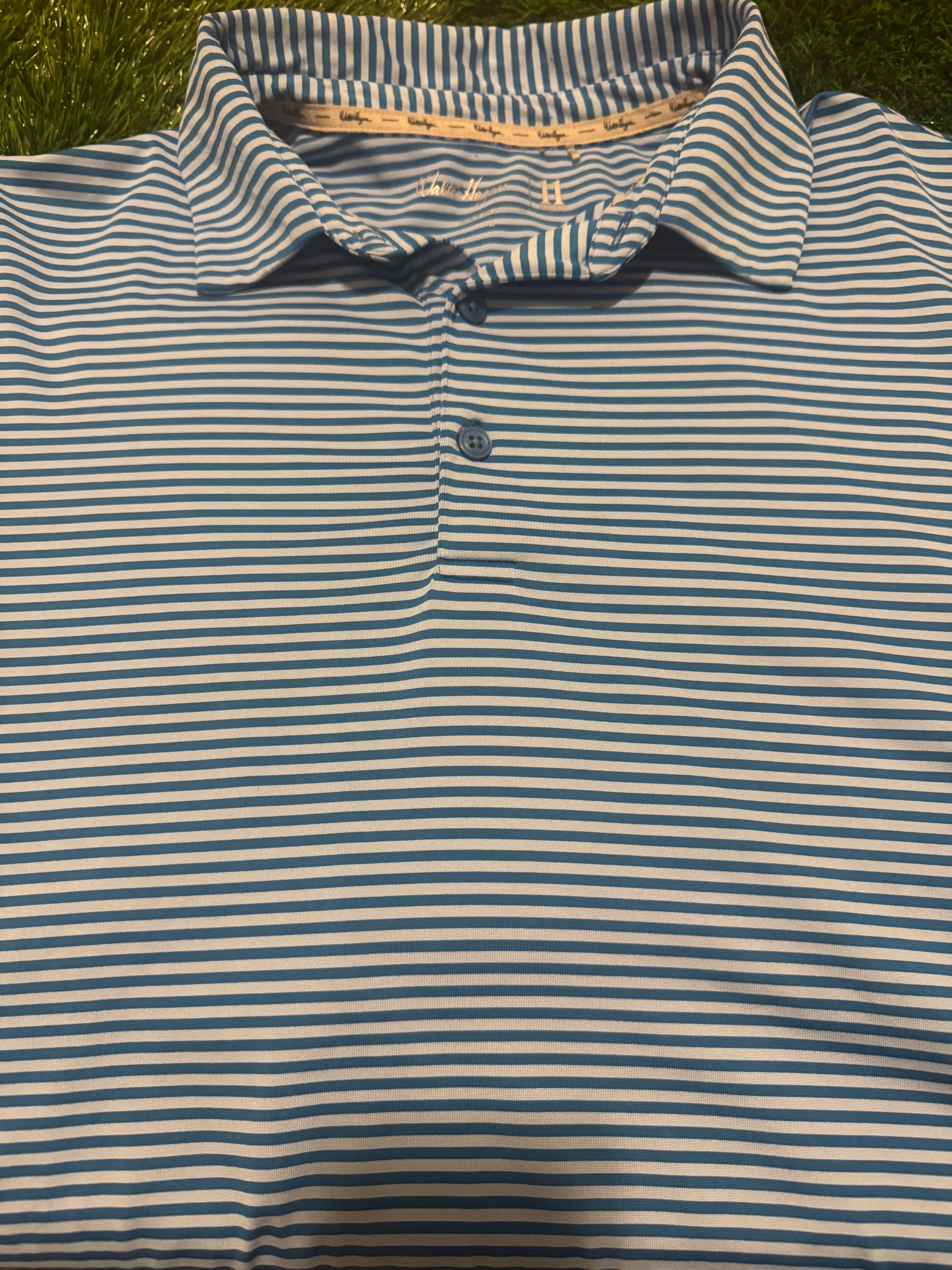 Walter Hagen Blue Stripe Polo Golf Shirt - Large